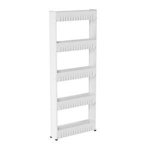 Mobile Shelving Unit Organizer with 5 Large Storage Baskets, Slim Slide Out Pantry Storage Rack for Narrow Spaces by Everyday Home