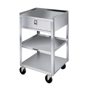 Lakeside Manufacturing 356 Mobile Equipment Stand, Stainless Steel, 3 Shelves and 1 Drawer, 300 lb. Capacity (Fully Assembled)