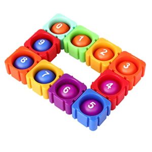 NowFuture Number Pop It Blocks, Rainbow Seven Color,Color Recogonition Number Sensory Blocks, Infinity DIY Pop Build Blocks for Kids ( 10pcs )