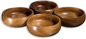Acacia Wood Hand-Carved Set of 4 Calabash Bowls 4″