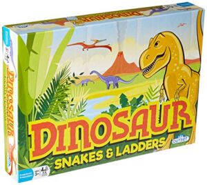 Outset Media Dinosaur Snakes & Ladders Game – Amazon Exclusive Brown, Yellow, Green