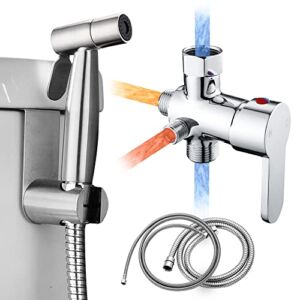 Handheld Bidet Sprayer for Toilet, Bidet Attachment for Toilet Warm Water, Hot and Cold Mixing Valve Kit, Hand Sprayer Bidet for Feminine Wash, Pet, Cloth, Diaper