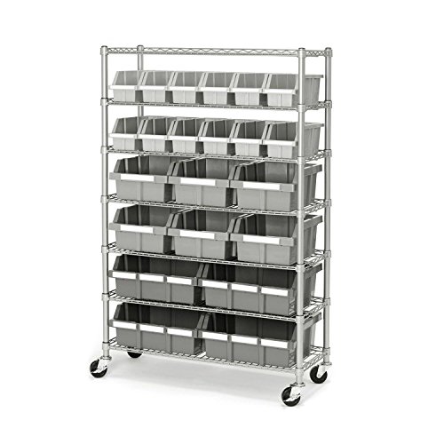 Seville Classics Commercial 7-Tier Platinum/Gray NSF 22-Bin Rack Storage System | The Storepaperoomates Retail Market - Fast Affordable Shopping