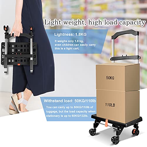 SELORSS Foldable Shopping Cart Super Loading Grocery Cart with 360° Rolling Wheels&Detachable Waterproof Bag Two-Stage Adjustable Handle 2in1 Portable Trolley Cart for Groceries(Black) | The Storepaperoomates Retail Market - Fast Affordable Shopping