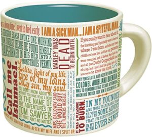First Lines Literature Coffee Mug – The Greatest Opening Lines Of Literature, From Anna Karenina to Slaughterhouse Five – Comes in a Fun Gift Box – by The Unemployed Philosophers Guild
