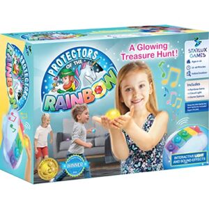 Protectors of The Rainbow – Scavenger Hunt for Kids & Hide and Seek Game | Ages 4-10 | Glow in the Dark Toys with Rainbow Light Base | Unicorn Game Theme | Interactive Sound & Lighting Effects