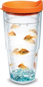 Tervis Goldfish Tumbler with Wrap and Orange Lid 24oz, Clear