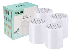 Luxau 4 Pc 18 Stage Shower Filter Replacement Cartridge, Shower Filter Refill Cartridge, for Hard Water Chlorine Heavy Metal Impurity, Improve Skin Hair, Fit Any Similar Filter Replacement Cartridge