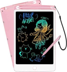ScriMemo LCD Writing Tablet, 10 Inch Drawing Tablet Kids Doodle Board, Colorful Toddler Drawing Board Electronic Drawing Pads, Educational and Learning Toy for 3-8 Years Old Boy and Girls (Pink)