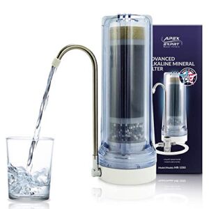 APEX MR-1050 Countertop Water Filter, 5 Stage Mineral pH Alkaline Water Filter, Easy Install Faucet Water Filter – Reduces Heavy Metals, Bad Taste and Up to 99% of Chlorine – Clear