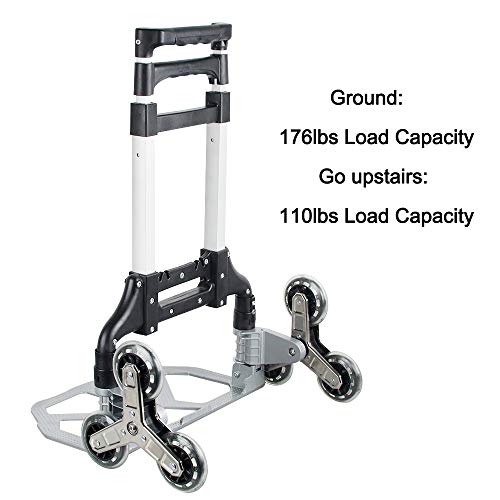 Stair Climbing Cart Portable Folding Stair Climber Hand Truck Trolley Aluminum Alloy 3–Level Height Adjustable with 6 Crystal Wheels and Climbing Ropes for Supermarket Home | The Storepaperoomates Retail Market - Fast Affordable Shopping