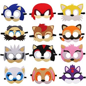 12 Packs Hedgehog Felt Masks Party Favors for Kid – Hedgehog Themed Party Supplies Birthday Cosplay Mask Photo Booth Prop Cartoon Character Cosplay Birthday Gift for Children Boys Girls