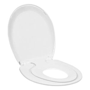 Tangkula Toilet Seat with Lid, Extra Build in Potty Training Child Seat, Slow Close, Round, Plastic, White