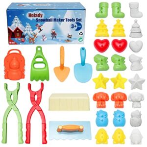 Holady 16 Pcs Snow Toys,Snowball Maker Tool,Perfect Outdoor Play Snow or Sand Toys for Kids and Adults with Gift Box