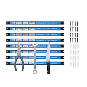 Magnetic Tool Holder 18 Inch 8 Pack Heavy Duty Magnet Tool Bar Strip Rack Wall Mount Blue