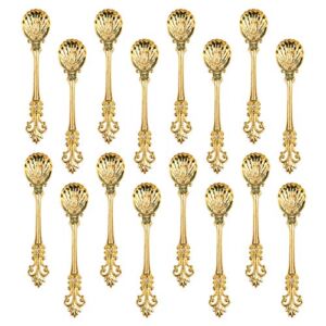 Yarlung 16 Pack Mini Coffee Spoons, 4.5 Inch Demitasse Vintage Spoon for Espresso, Tea, Dessert, Condiments, Gold