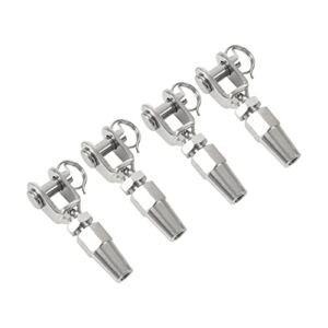 JUSTWEIXING 4pcs 316 Marine Grade Stainless Steel Swageless Fork Terminal for 4mm 3/16 Wire Rope Railing Rope Terminal Fitting Hook (Size : for 4mm Wire)