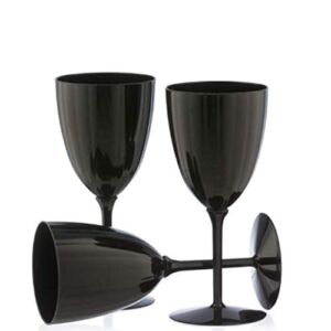 Shatterproof Plastic Wine Glasses – 7 oz. | Black | Pack of 8