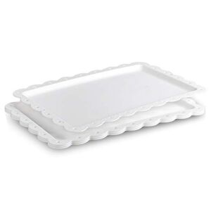 Serving Tray Food Tray for Fast Food | Snack | Fruit | Dessert – Plastic Trays Serving Platter for Kitchen | Cafeteria | Restaurant | Party | 14 x 9 Inches （4 pack )
