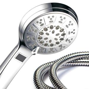 Hotel Spa 3 Colors LED Hand Shower with Temperature Display, Chrome, 4.25″