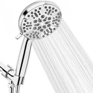 Wiserset High Pressure Shower Head, 79″ Detachable Shower Head with Stainless Steel Hose, 7 Settings Shower Head with Handheld, Adjustable Powerful Shower Head, Chrome