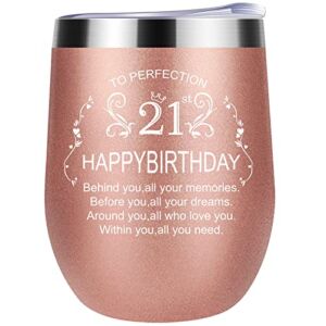 21st Birthday Gifts for Her Women 21st Birthday Decorations for her 21 year old birthday gifts for her 12oz Stainless Steel Insulated Wine Tumbler