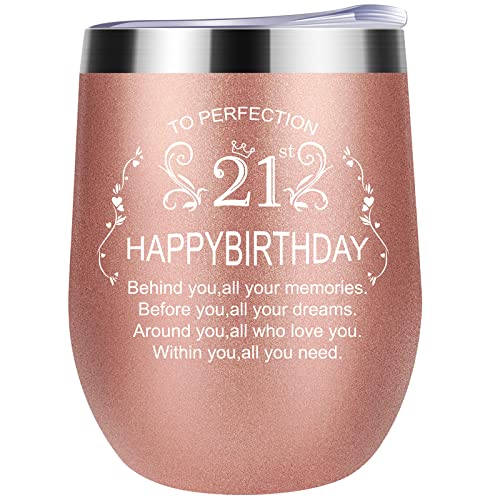21st Birthday Gifts for Her Women 21st Birthday Decorations for her 21 year old birthday gifts for her 12oz Stainless Steel Insulated Wine Tumbler | The Storepaperoomates Retail Market - Fast Affordable Shopping