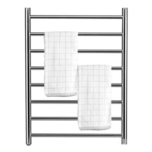 Homeleader Towel Warmer, Stainless Steel Heated Towel Rack 8 Bars, Built-in Thermostat, Wall-Mounted & Plug-in Design, Chrome