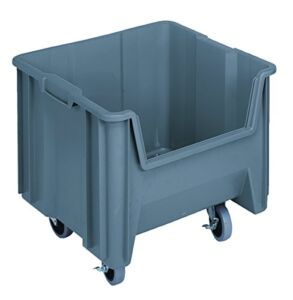 Quantum Storage Systems QGH805MOBGY Mobile Multi-Purpose Giant Stacking Open Hopper Container with Swivel Casters, 17-1/2″ x 16-1/2″ x 12-1/2″, Grey (Pack of 2)