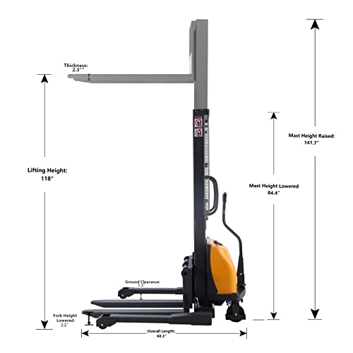 APOLLOLIFT Semi Electric Pallet Forklift Lift Pallet Stacker 2200lbs Capacity 118inch Max.Lifting Height | The Storepaperoomates Retail Market - Fast Affordable Shopping