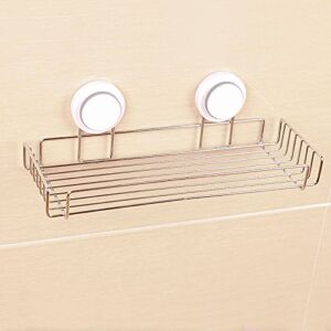Wall-Mounted Double Suction Cup Kitchen Storage Basket Shelf 304 Stainless Steel Rack Caddy Single Tier Holder