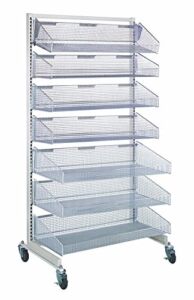 Quantum Storage Systems WS70-SS36-4S3L Wire Partition 36″ Single Sided Wall Hanging System with Four 1035HBC and Three 1635HBC Baskets