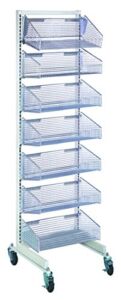 Quantum Storage Systems WS70-SS18-7S Wire Partition 18″ Single Sided Wall Hanging System with Seven 1017HBC Baskets