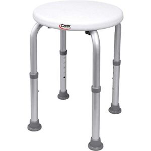 Carex Compact Shower Stool – Adjustable Height Bath Stool and Shower Seat – Aluminum Bath Seat That Supports 250lbs