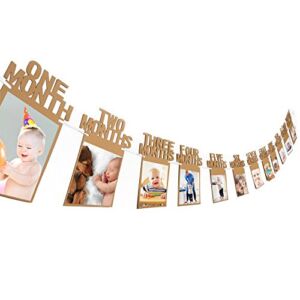 Bememo 1st Birthday Baby Photo Banner for Newborn 12 Month Photo Prop Monthly Milestone Bunting Garland First Birthday Party Decoration