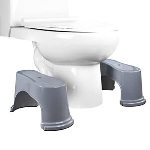 2 Separate Toilet Potty Poop Stool for Adults,Bathroom Stool 7″ Heavy Duty Stackable Portable,Flexible Distance Adjustment Between Feet Squatting Foot Step Stool (Gray 1 Pairs)