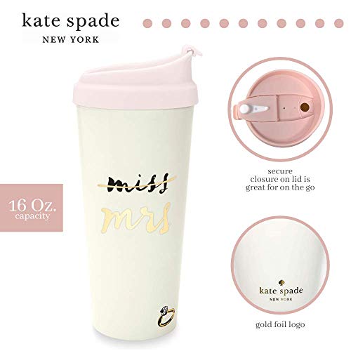 Kate Spade New York Bridal 16 Ounce Insulated Travel Mug, Double Wall Thermal Tumbler for Coffee/Tea, Miss to Mrs. (Pink) | The Storepaperoomates Retail Market - Fast Affordable Shopping