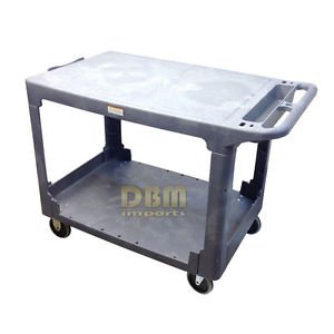 Flat Top Plastic Service Utility Cart 2 Plat Shelves 500 LB Capacity | The Storepaperoomates Retail Market - Fast Affordable Shopping