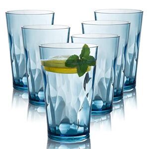 unbreakable Plastic Drinking Glasses [Set of 6] Shatterproof Drinking Cups, reusable Drinking Tumblers, Plastic glass cup, Drinking cup, Dishwasher Safe (16 Ounces)