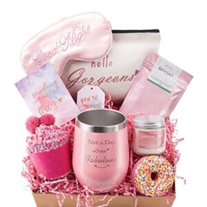 Christmas Gifts for Women Gift Ideas Presents Spa Relaxing Gifts Box for Her Unique Happy Birthday Self Care Gift Basket for Best Friends Female Wife Mom Sister Girlfriend Teacher Bday Wine Tumbler