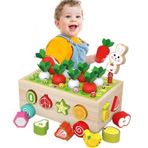 MYMUHUAN Montessori Wooden Toys for Baby, Toddlers Montessori Wooden Educational Toys, Shape Sorting Toys Gifts for Kids, Wood Preschool Learning Fine Motor Skills Game