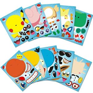 40Pcs Cartoon Make-a-face Stickers, Make Your Own Stickers Fun Craft Project for Kids, Mixed and Matched with 10 Designs Characters Stickers for Party Decoration, Class Reward, Book Decor, DIY Sticker