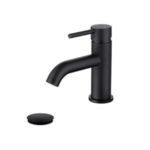 JAKARDA Single Handle Bathroom Faucet with Brass Drain Assembly and Escutcheon Matte Black (Matte Black-JO1)