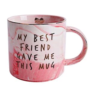 Best Friend Birthday Gifts for Women – My Best Friend Gave Me This Mug – Funny Friendship Gifts for Women – Gifts for BFF, Bestfriend, Besties, Sister, Her, Woman – Pink Marble Mug, 11.5oz Coffee Cup