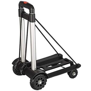 Falytemow Compact Folding Hand Truck Dolly 110 lbs Capacity 4 Wheels Portable Utility Moving Shopping Cart Fold up Trolley Adjustable and Lightweight for Luggage Personal Travel Moving and Office Use