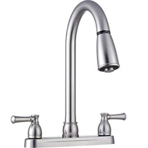 Dura Faucet DF-PK350L-SN RV Non-Metallic Two-Handle Pull-Down Kitchen Sink Faucet (Brushed Satin Nickel)
