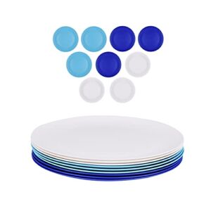 Fulong Dishware 10Inch Plastic Plates for Home School , Reusable Dinner Plates for camping outdoor , Round Big Dinner Plate set 9