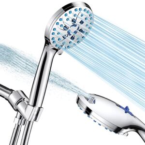 Shower Heads High Pressure with Spray, DOTTE Handheld Shower Head with Hose, Showerhead Built-in Power Wash to Clean Tub, Tile & Pets, Extra Long 6‘5” Stainless Steel Hose, Wall & Overhead Brackets