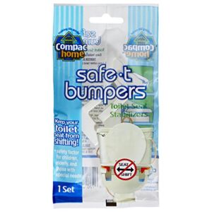 COMPAC HOME Compac’s Stabilizers T Bumpers, Lock Place, Keeps Children, Elderly, Disabled Safe from Slipping Off Shaking, Moving or Wobbly Toilet Seat (1 Set), White, 1 Count (Pack of 1)