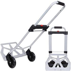 220lbs Portable Heavy Duty Luggage Cart – Hand Truck Luggage Cart with Wheels Foldable, Folding Hand Truck Aluminum for Travel and Office Use